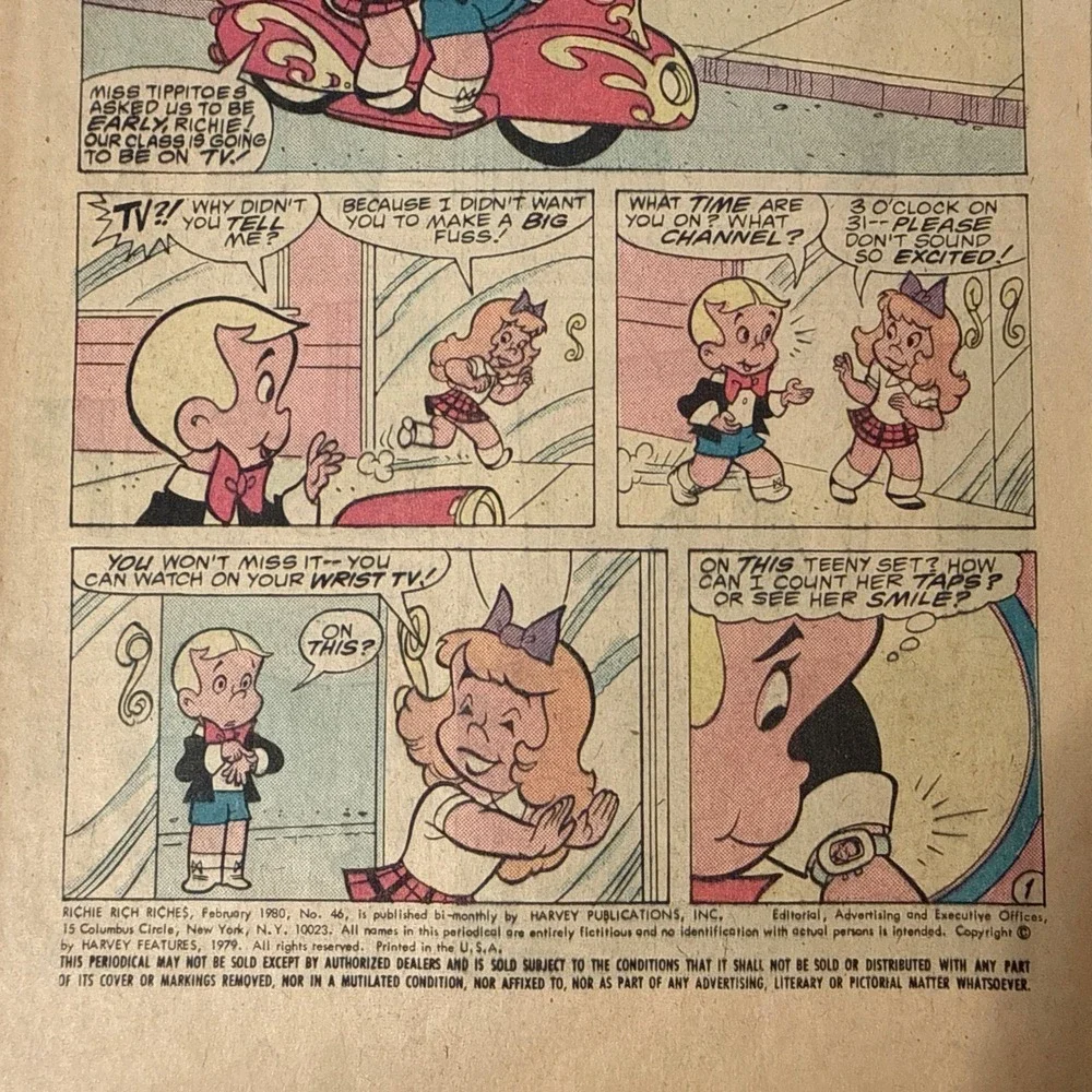 Richie Rich Riches Comic Book February‎ #46 Harvey World Comics